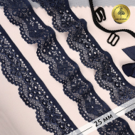 Кружево-стрейч KRUZHEVO арт.TBY.8032 шир.25мм цв.225 синий сапфир уп.50м