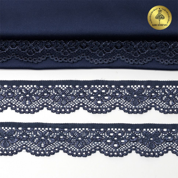 Кружево-стрейч KRUZHEVO арт.TBY.8032 шир.25мм цв.225 синий сапфир уп.50м