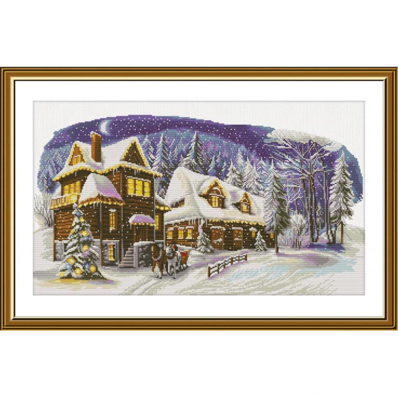 Набор для вышивания мулине НОВА СЛОБОДА арт.РЕ3516 В канун Рождества 48х28 см