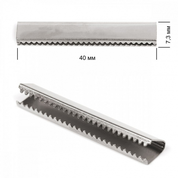 Наконечник-зажим для стропы металл TBY.1747 40х7,3мм цв.3 никель уп.20шт.