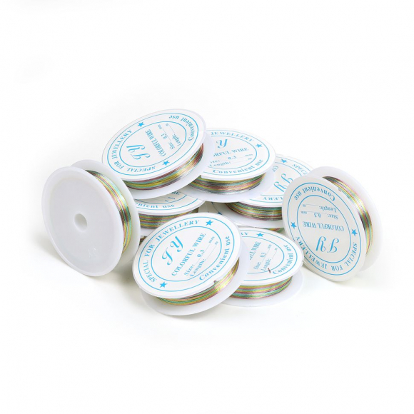 Проволока для бисера ?0,3мм арт.ТВ HET-15 цв.св.разноцветная рул.12м