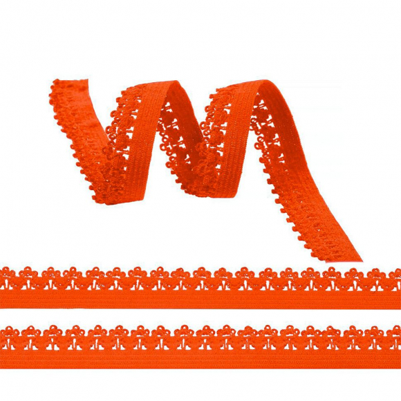 Резинка TBY бельевая ажурная 12мм арт.RB013405A цв.A3405 красно-оранжевый уп. 100 м