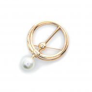 Булавка декоративная Кольцо с жемчугом арт.UF.348 цв.золото уп.5шт ?35мм бусина 10мм
