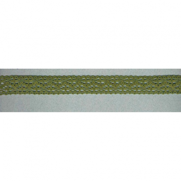 65269_Мерсеризованное хлопковое кружево, 20 мм, цвет оливковый