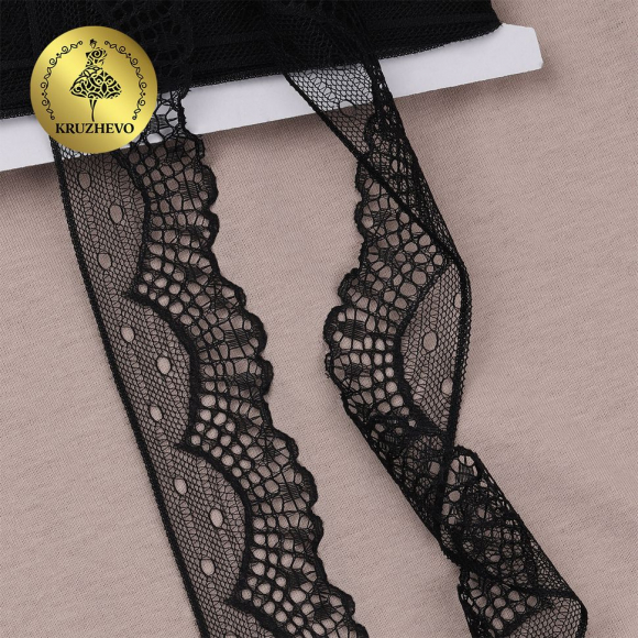 Кружево-трикотаж KRUZHEVO арт.TBY 1667 шир.30мм цв.10 черный, уп.27,4м