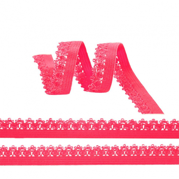 Резинка TBY бельевая ажурная 12мм арт.RB011405A цв.A1405 красно-розовый уп. 100 м