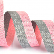 Тесьма киперная металлизированная 20мм 90425 цв.1590 розовый, серый уп.20м