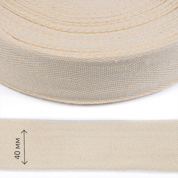 Тесьма киперная 40 мм хлопок 1,8г/см арт.12.2С-254.40.БЕЛЫЙ цв.суровый уп.50м