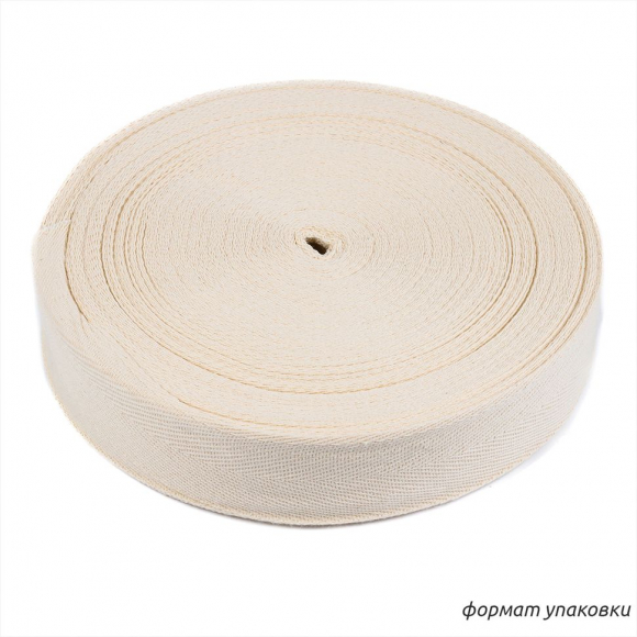 Тесьма киперная 40 мм хлопок 1,8г/см арт.12.2С-254.40.БЕЛЫЙ цв.суровый уп.50м