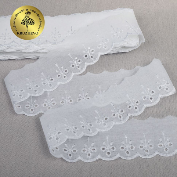 Кружево шитье KRUZHEVO арт.TBY.0161 шир.40мм цв.04 сумрачно-белый уп.13,71м