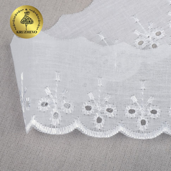 Кружево шитье KRUZHEVO арт.TBY.0161 шир.40мм цв.04 сумрачно-белый уп.13,71м