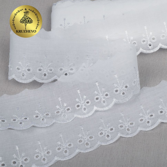 Кружево шитье KRUZHEVO арт.TBY.0161 шир.40мм цв.04 сумрачно-белый уп.13,71м