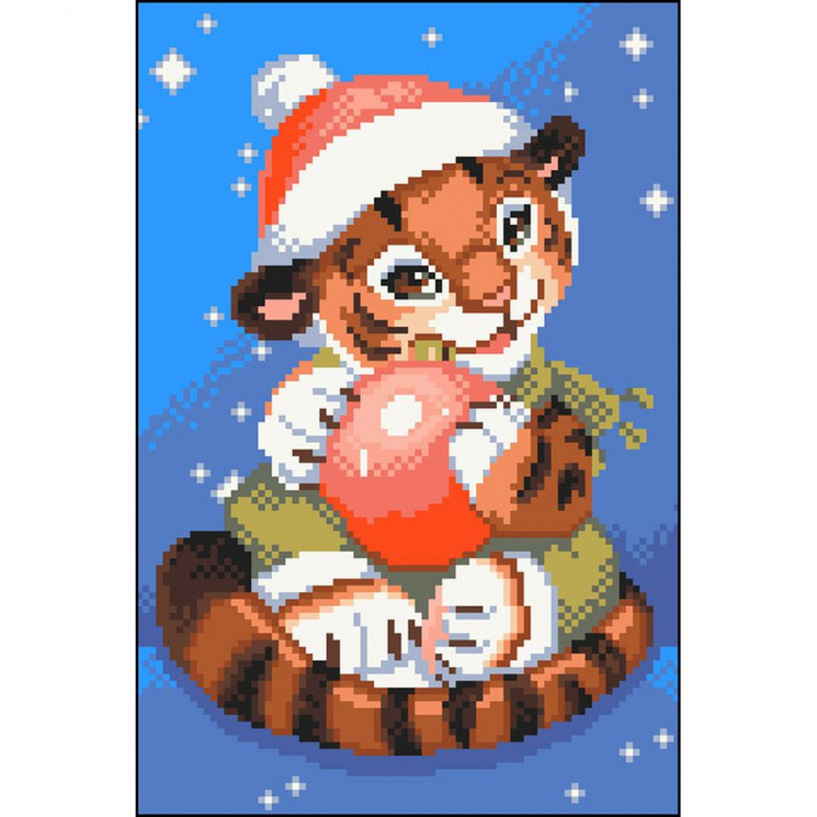 Кристальная мозаика на холсте ФРЕЯ арт.ALVK-98 Игривый тигренок 30х20 см