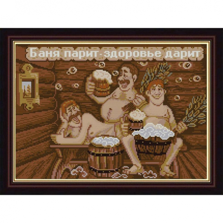 Рисунок на ткани (Бисер) КОНЁК арт. 1296 Баня парит - здоровье дарит 29х39 см