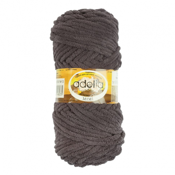 Пряжа ADELIA MIMI (100% полиэстер) 5х100г/80м цв.13 т.серый