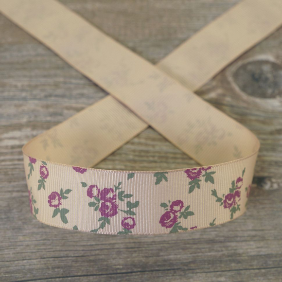 Лента репсовая на картонной катушке "Розочки"