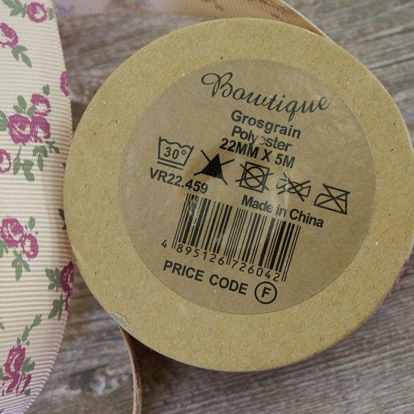 Лента репсовая на картонной катушке "Розочки"