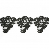 Кружево свадебное (на органзе) с пайетками и бусинами арт.TBY HX026 шир.75мм цв.черный уп.9,14м