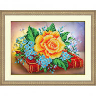 Набор для вышивания бисером ПАУТИНКА арт.Б-1251 Роза и незабудки 28х20 см