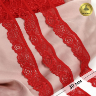 Кружево-стрейч KRUZHEVO арт.TBY.L839 шир.30мм цв.SD163 красный уп.50м