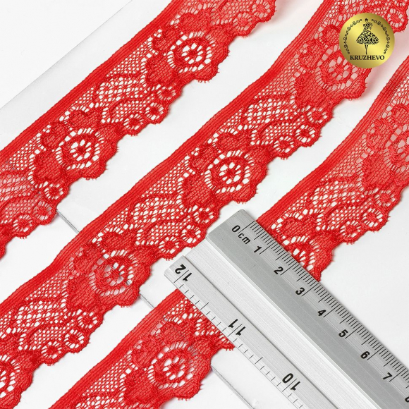 Кружево-стрейч KRUZHEVO арт.TBY.L839 шир.30мм цв.SD163 красный уп.50м