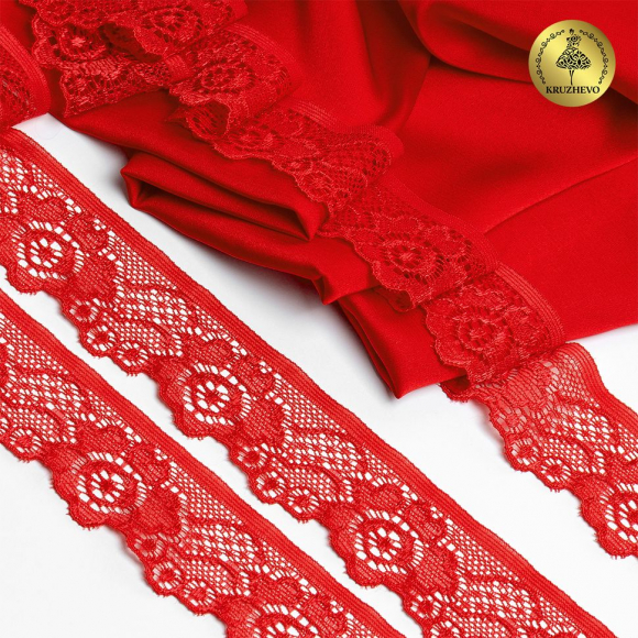 Кружево-стрейч KRUZHEVO арт.TBY.L839 шир.30мм цв.SD163 красный уп.50м