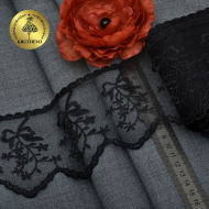 Кружево на сетке KRUZHEVO с бантиками арт.TBY.44338 шир.100мм цв.19 черный уп.13,71м