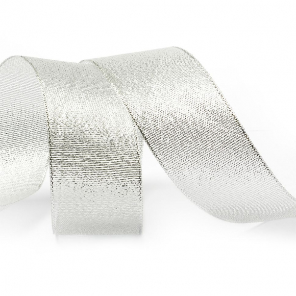 Лента IDEAL с люрексом арт.ТВ-ЛЮР шир.50мм цв.серебро уп.22,85м