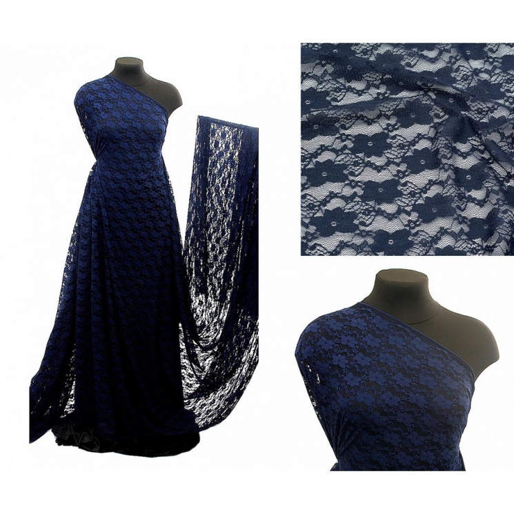 Кружевная ткань стрейч арт.TBY.M903 шир.150см 100 г/м? цв.318 нейви уп.22,86м
