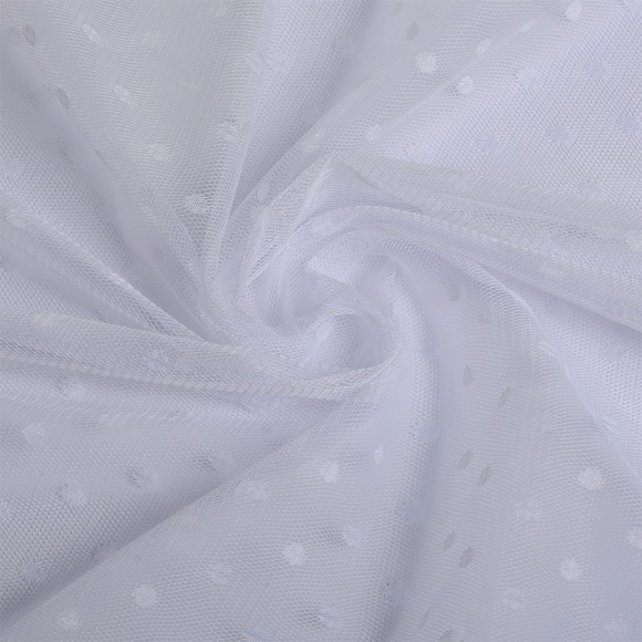 Фатин горошек мягкий шир.160см  100% полиэстер арт.TBY-1907-03 цв.белый диаметр горошин 0,6см рул.15м