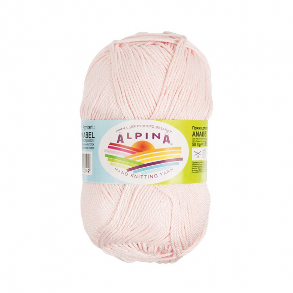Пряжа ALPINA ANABEL (100% мерсеризованный хлопок) 10х50г/120м цв.059 бл.розовый