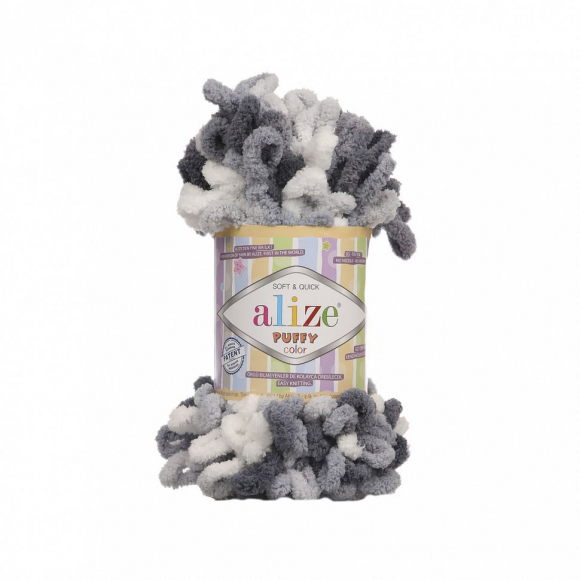 Пряжа для вязания Ализе Puffy color (100% микрополиэстер) 5х100г/9м цв.5925