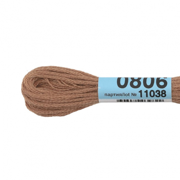 Нитки для вышивания Gamma мулине (0207-0819) 100% хлопок 24 x 8 м цв.0806 т.бежевый