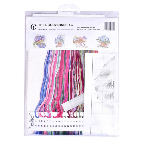 31677_Набор для вышивания "Гортензии и розы", канва лён 32 ct