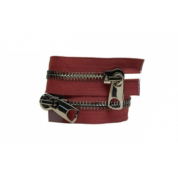 Молния металл №12 Premium черный никель два замка 85см цв.D021 чили