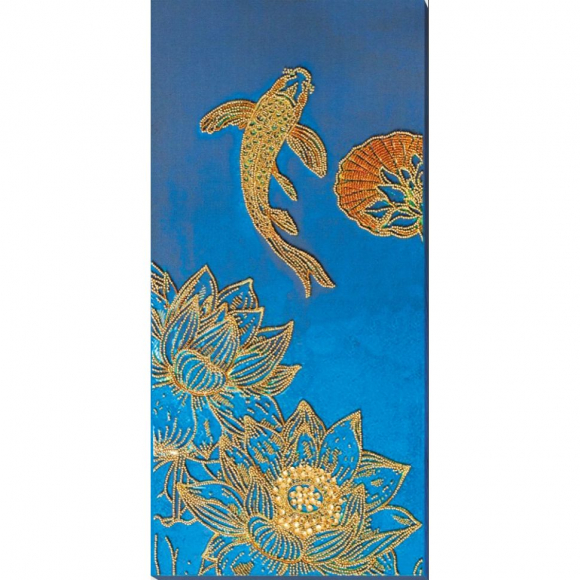 Набор для вышивания бисером АБРИС АРТ арт. AB-825 Кои синий 30х57 см