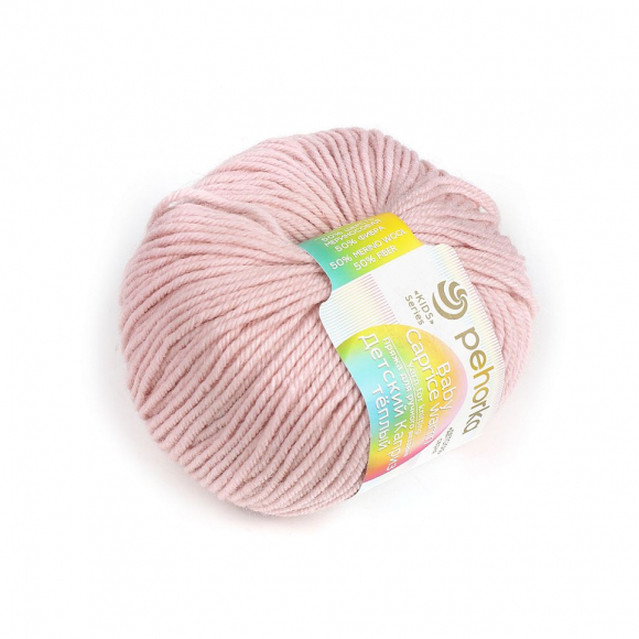 Пряжа для вязания ПЕХ Детский каприз тёплый (50% мериносовая шерсть, 50% фибра) 10х50г/125м цв.374 розовый беж Пряжа для вязания ПЕХ Детский каприз тёплый (50% мериносовая шерсть, 50% фибра) 10х50г/125м цв.374 розовый беж