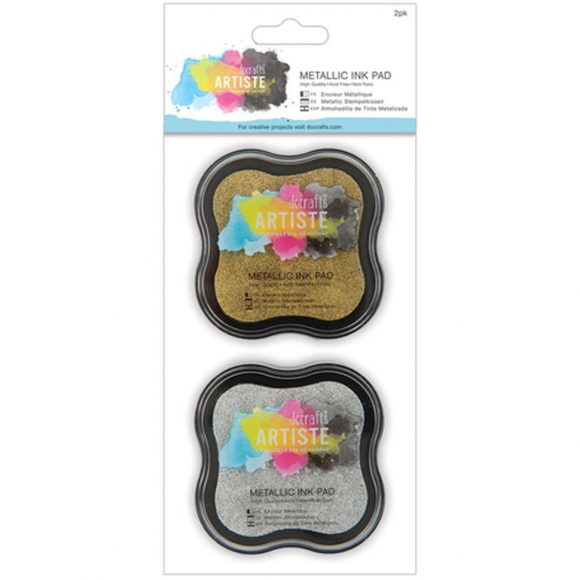 82731_Подушка штемпельная металлик, набор из 2 шт, золотой и серебристый