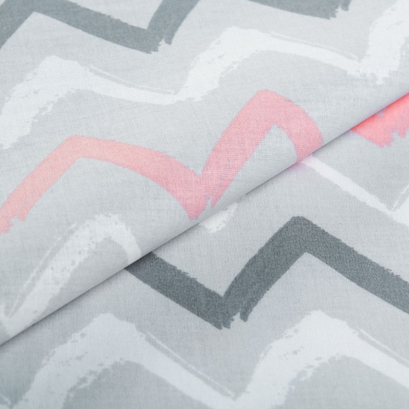 Ткань ранфорс Зиг-заг, арт.WH 3668-v15, 130г/м?,100% хлопок, шир.240см, цв.серый/розовый, уп.10м