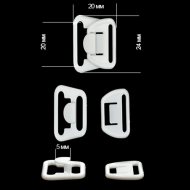Крючок-застежка для бюстгальтера для кормящих мам пластик TBY-75302 20мм цв.белый уп.20 шт