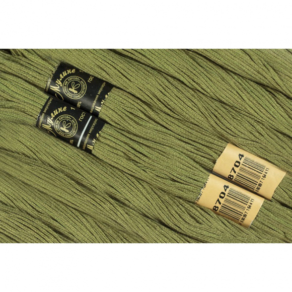 Нитки мулине цв.8704 оливковый 12х10м С-Пб