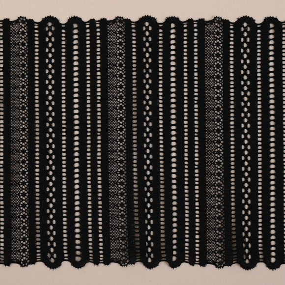 Кружево-стрейч KRUZHEVO арт.TBY.01880 шир.180мм цв.02 черный уп.25м