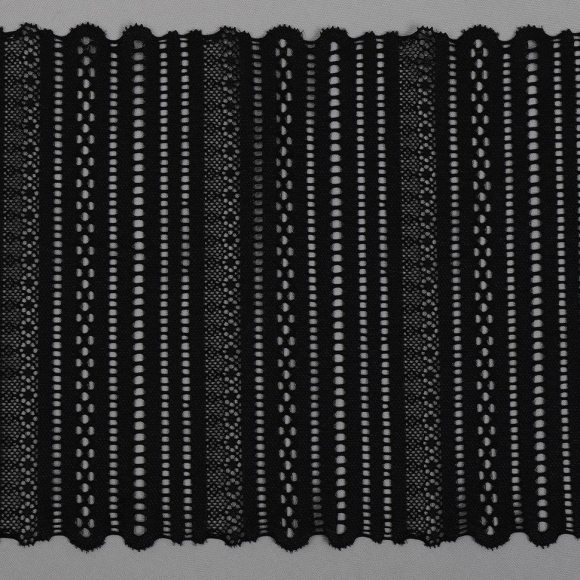 Кружево-стрейч KRUZHEVO арт.TBY.01880 шир.180мм цв.02 черный уп.25м