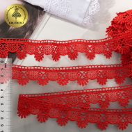 Кружево гипюр KRUZHEVO арт.TR.3058A шир.25мм цв.3 красный уп.9м