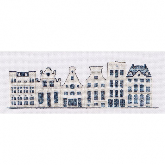 Набор для вышивания THEA GOUVERNEUR арт.552A Дома в стиле Delft Blue 27х11 см