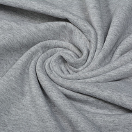 Ткань футер 2х нитка начес однотон. 190г/м?  80% хл  20%пэ  шир.100+100см арт.ДЛ1903001м цв.сер.меланж пач.45-70м