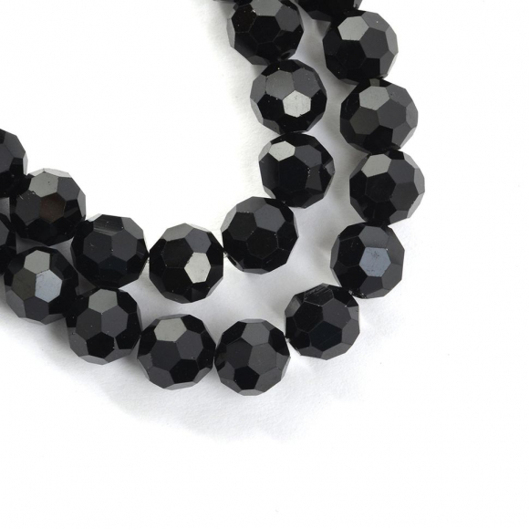 Бусины граненые Рондель (стекло) на нитях арт.TBY-R-2  8х6мм отвер.2мм цв.02 черный уп.50х72 бусины