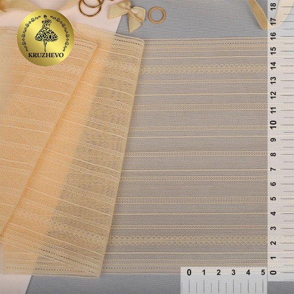Кружево-стрейч KRUZHEVO арт.TBY.8020 шир.160мм цв.3 бежевый, уп.10м