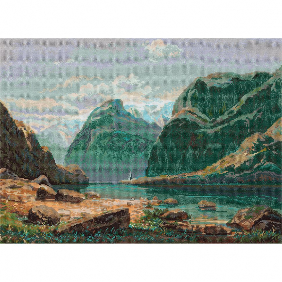 Набор для вышивания PANNA Золотая серия арт. GTG-7097 Озеро в горах Швейцарии 39,5x30 см