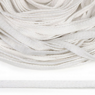 Шнур плоский х/б 10мм турецкое плетение цв.001 отбелка уп.50 м